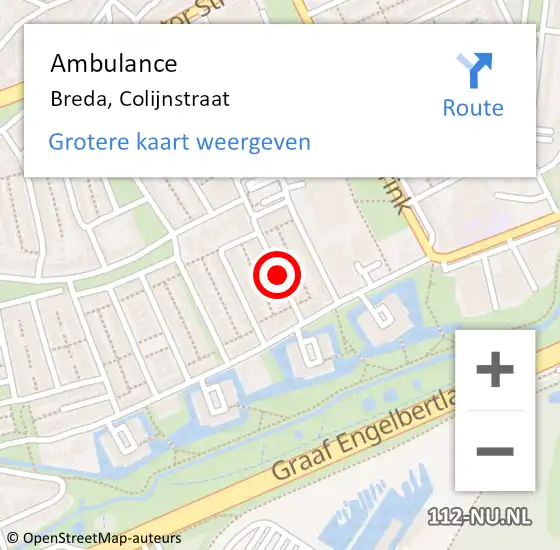 Locatie op kaart van de 112 melding: Ambulance Breda, Colijnstraat op 12 november 2019 10:07