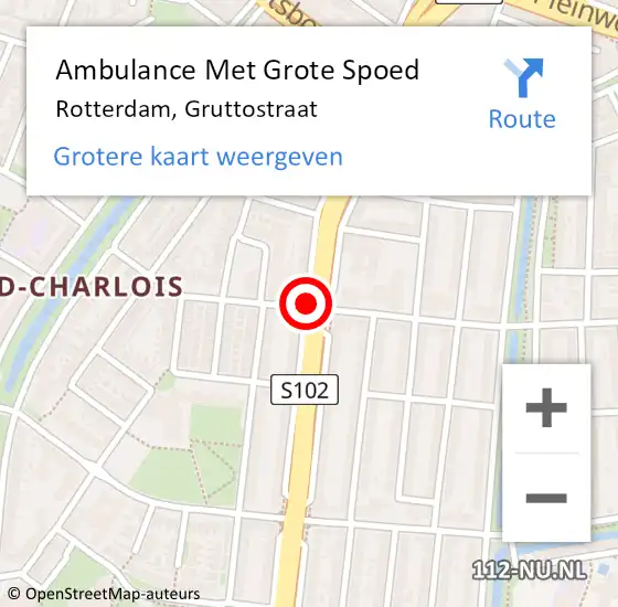 Locatie op kaart van de 112 melding: Ambulance Met Grote Spoed Naar Rotterdam, Gruttostraat op 12 november 2019 10:58