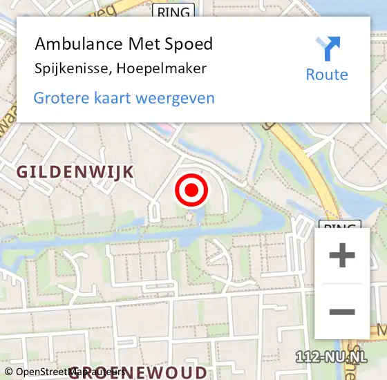 Locatie op kaart van de 112 melding: Ambulance Met Spoed Naar Spijkenisse, Hoepelmaker op 12 november 2019 11:01