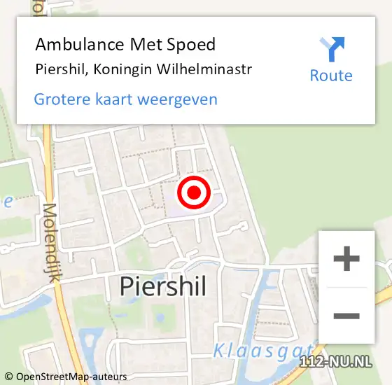 Locatie op kaart van de 112 melding: Ambulance Met Spoed Naar Piershil, Koningin Wilhelminastr op 12 november 2019 11:02