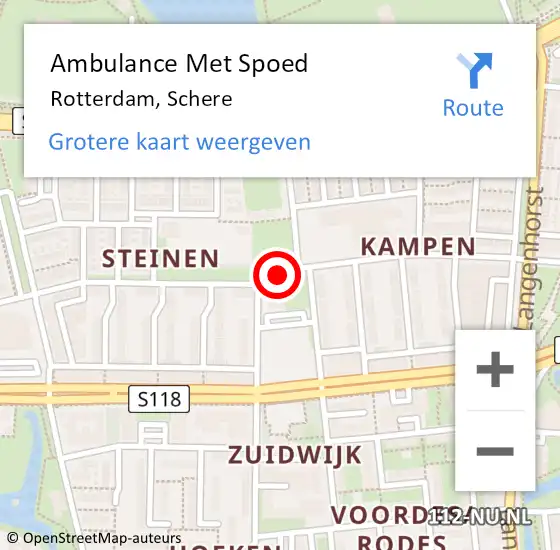 Locatie op kaart van de 112 melding: Ambulance Met Spoed Naar Rotterdam, Schere op 12 november 2019 17:17