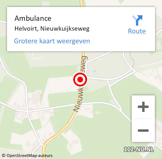 Locatie op kaart van de 112 melding: Ambulance Helvoirt, Nieuwkuijkseweg op 12 november 2019 17:31