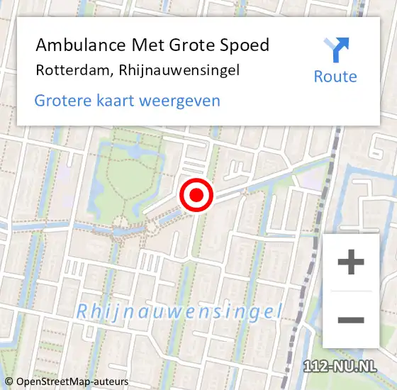 Locatie op kaart van de 112 melding: Ambulance Met Grote Spoed Naar Rotterdam, Rhijnauwensingel op 12 november 2019 21:26