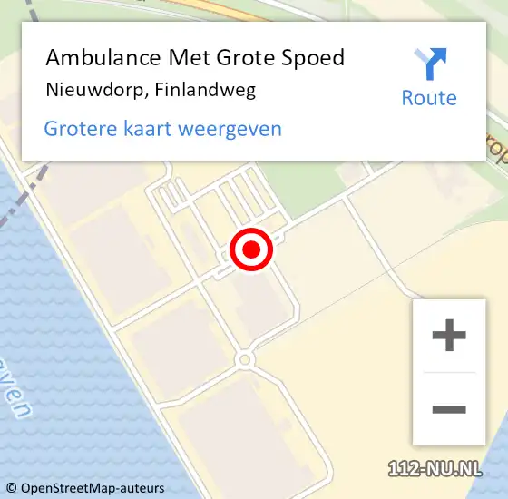 Locatie op kaart van de 112 melding: Ambulance Met Grote Spoed Naar Nieuwdorp, Finlandweg op 12 november 2019 22:06