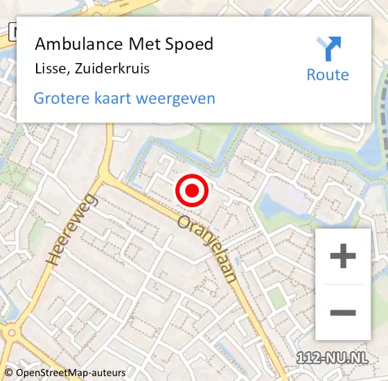 Locatie op kaart van de 112 melding: Ambulance Met Spoed Naar Lisse, Zuiderkruis op 12 november 2019 23:13