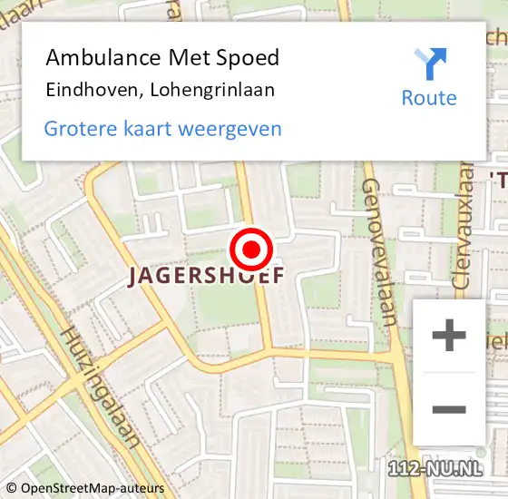 Locatie op kaart van de 112 melding: Ambulance Met Spoed Naar Eindhoven, Lohengrinlaan op 13 november 2019 04:09