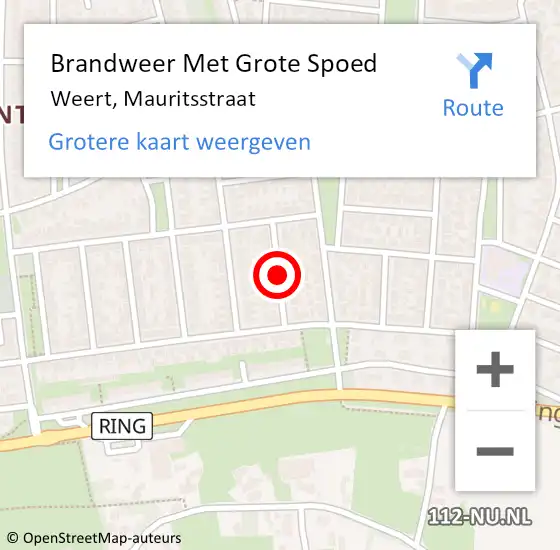 Locatie op kaart van de 112 melding: Brandweer Met Grote Spoed Naar Weert, Mauritsstraat op 13 november 2019 07:25