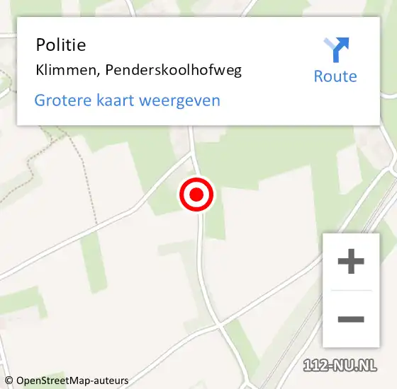 Locatie op kaart van de 112 melding: Politie Klimmen, Penderskoolhofweg op 13 november 2019 08:42