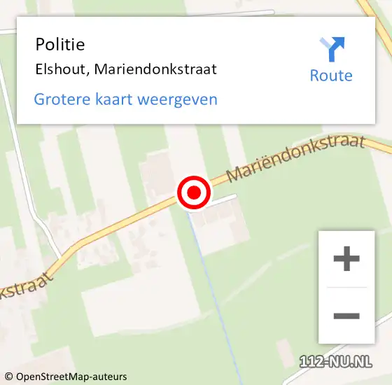 Locatie op kaart van de 112 melding: Politie Elshout, Mariendonkstraat op 13 november 2019 11:06