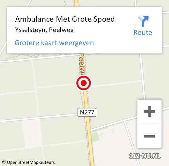 Locatie op kaart van de 112 melding: Ambulance Met Grote Spoed Naar Ysselsteyn, Peelweg op 13 november 2019 11:38
