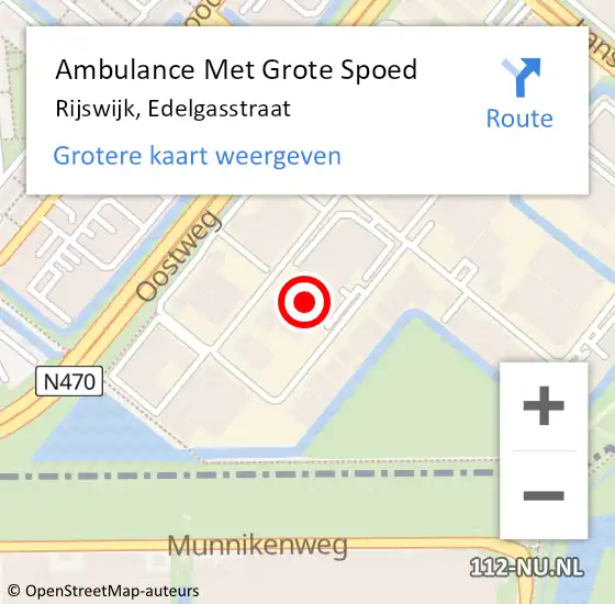 Locatie op kaart van de 112 melding: Ambulance Met Grote Spoed Naar Rijswijk, Edelgasstraat op 13 november 2019 13:29