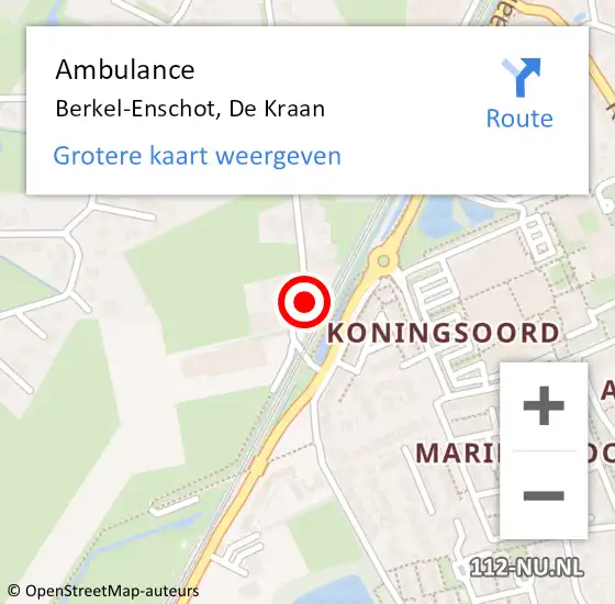 Locatie op kaart van de 112 melding: Ambulance Berkel-Enschot, De Kraan op 13 november 2019 14:08