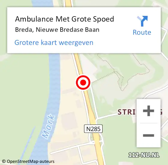 Locatie op kaart van de 112 melding: Ambulance Met Grote Spoed Naar Breda, Nieuwe Bredase Baan op 13 november 2019 15:23