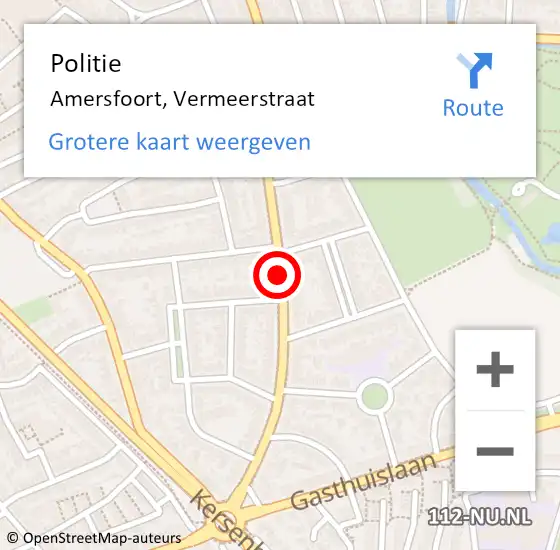 Locatie op kaart van de 112 melding: Politie Amersfoort, Vermeerstraat op 13 november 2019 17:09