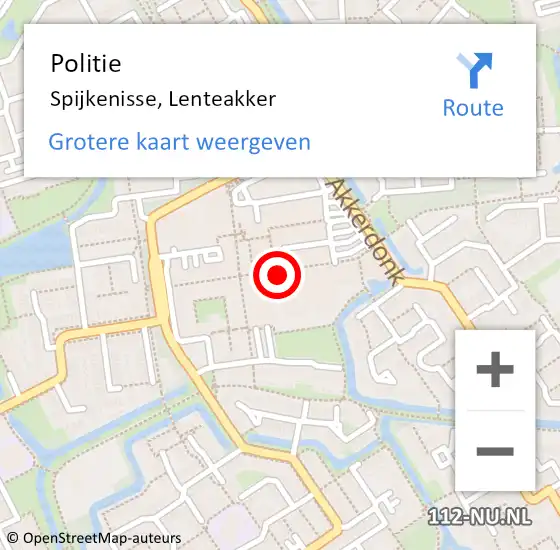 Locatie op kaart van de 112 melding: Politie Spijkenisse, Lenteakker op 13 november 2019 17:13