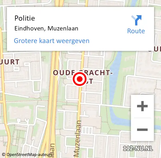 Locatie op kaart van de 112 melding: Politie Eindhoven, Muzenlaan op 13 november 2019 17:38