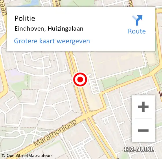 Locatie op kaart van de 112 melding: Politie Eindhoven, Huizingalaan op 13 november 2019 17:54