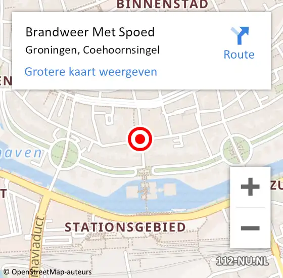 Locatie op kaart van de 112 melding: Brandweer Met Spoed Naar Groningen, Coehoornsingel op 13 november 2019 17:58