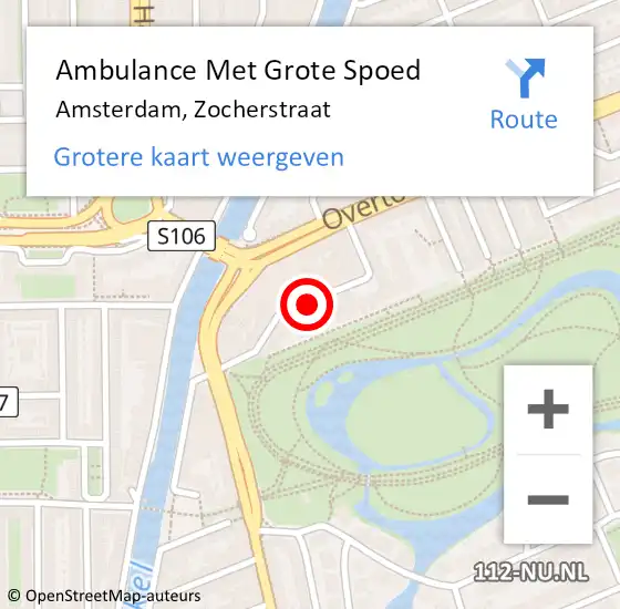 Locatie op kaart van de 112 melding: Ambulance Met Grote Spoed Naar Amsterdam, Zocherstraat op 13 november 2019 19:09