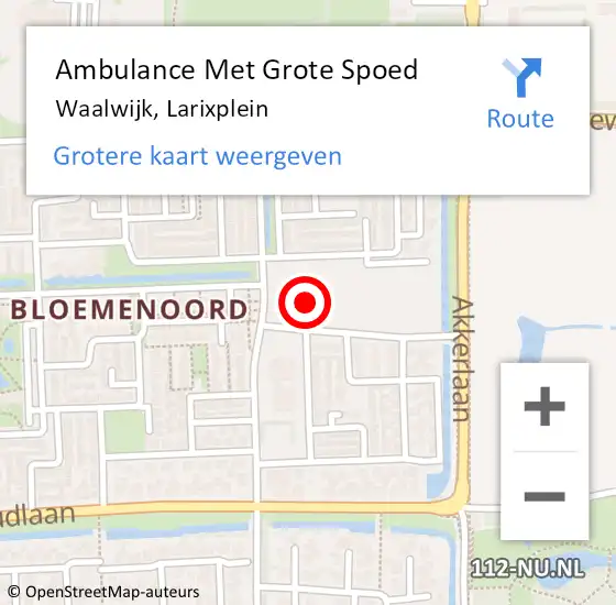 Locatie op kaart van de 112 melding: Ambulance Met Grote Spoed Naar Waalwijk, Larixplein op 14 november 2019 07:30