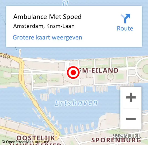 Locatie op kaart van de 112 melding: Ambulance Met Spoed Naar Amsterdam, Knsm-Laan op 14 november 2019 09:31