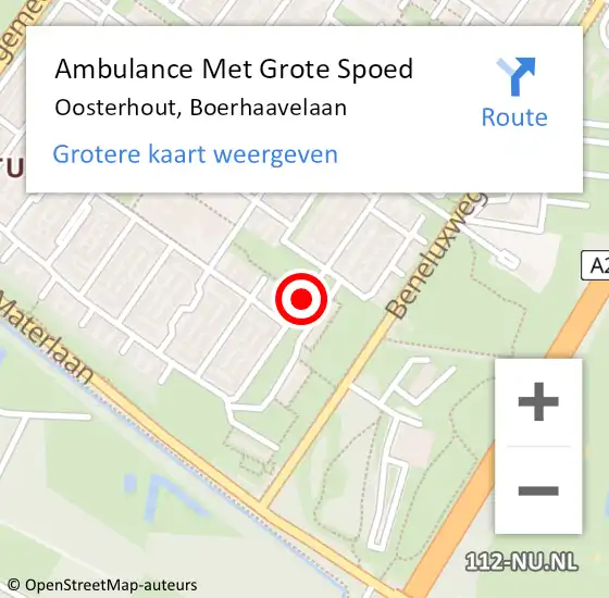 Locatie op kaart van de 112 melding: Ambulance Met Grote Spoed Naar Oosterhout, Boerhaavelaan op 14 november 2019 15:05