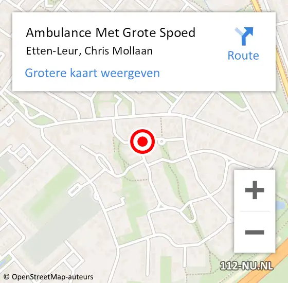 Locatie op kaart van de 112 melding: Ambulance Met Grote Spoed Naar Etten-Leur, Chris Mollaan op 14 november 2019 17:08