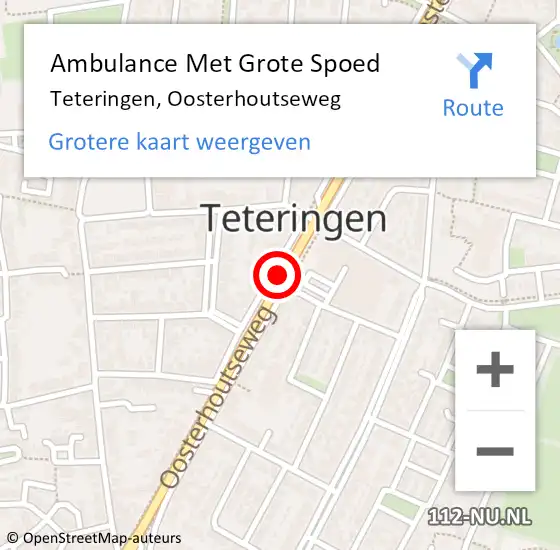 Locatie op kaart van de 112 melding: Ambulance Met Grote Spoed Naar Teteringen, Oosterhoutseweg op 14 november 2019 17:41