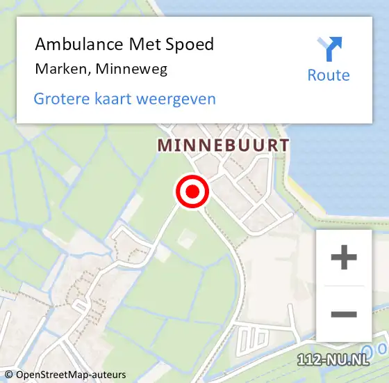 Locatie op kaart van de 112 melding: Ambulance Met Spoed Naar Marken, Minneweg op 14 november 2019 20:51