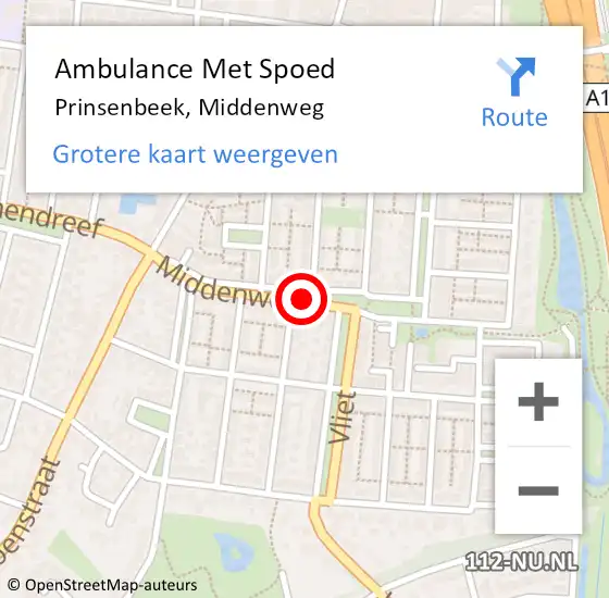 Locatie op kaart van de 112 melding: Ambulance Met Spoed Naar Prinsenbeek, Middenweg op 15 november 2019 08:39