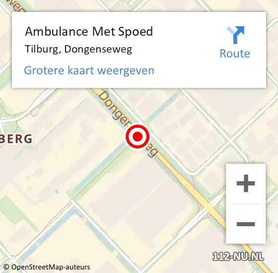 Locatie op kaart van de 112 melding: Ambulance Met Spoed Naar Tilburg, Dongenseweg op 15 november 2019 11:16