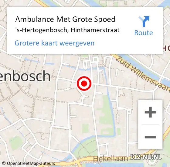 Locatie op kaart van de 112 melding: Ambulance Met Grote Spoed Naar 's-Hertogenbosch, Hinthamerstraat op 15 november 2019 13:22