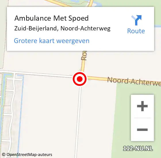 Locatie op kaart van de 112 melding: Ambulance Met Spoed Naar Zuid-Beijerland, Noord-Achterweg op 15 november 2019 13:41