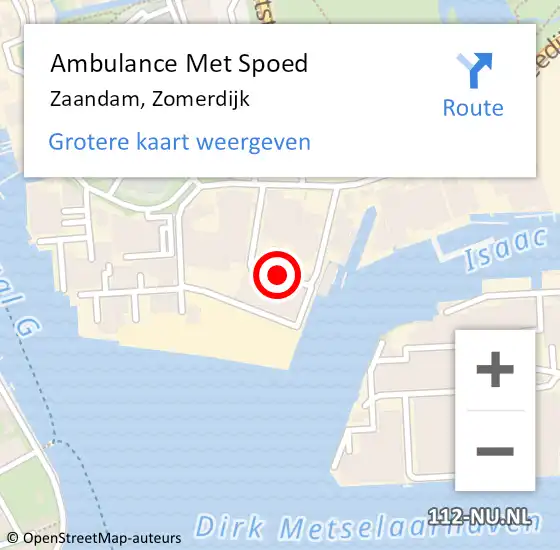 Locatie op kaart van de 112 melding: Ambulance Met Spoed Naar Zaandam, Zomerdijk op 15 november 2019 15:29