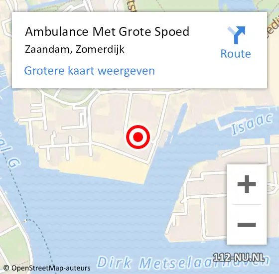 Locatie op kaart van de 112 melding: Ambulance Met Grote Spoed Naar Zaandam, Zomerdijk op 15 november 2019 15:34
