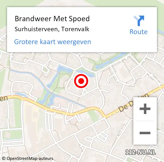 Locatie op kaart van de 112 melding: Brandweer Met Spoed Naar Surhuisterveen, Torenvalk op 15 november 2019 16:26