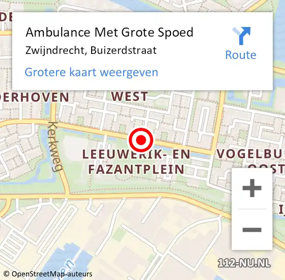 Locatie op kaart van de 112 melding: Ambulance Met Grote Spoed Naar Zwijndrecht, Buizerdstraat op 15 november 2019 16:29