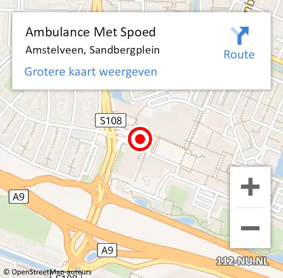 Locatie op kaart van de 112 melding: Ambulance Met Spoed Naar Amstelveen, Sandbergplein op 15 november 2019 17:32
