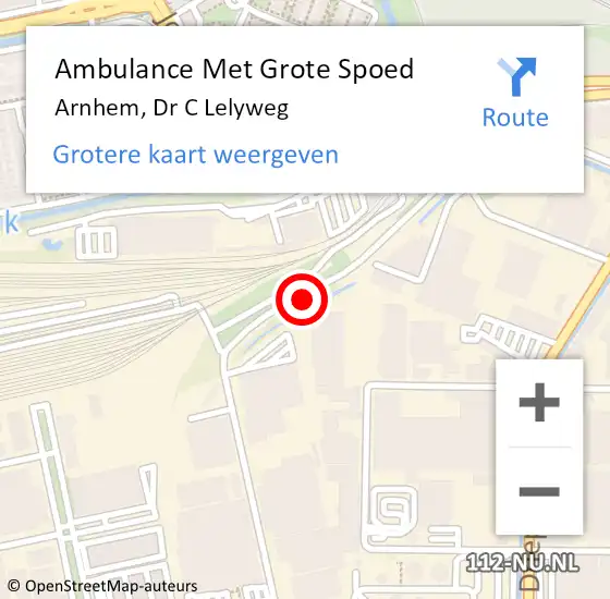 Locatie op kaart van de 112 melding: Ambulance Met Grote Spoed Naar Arnhem, Dr C Lelyweg op 15 november 2019 18:43