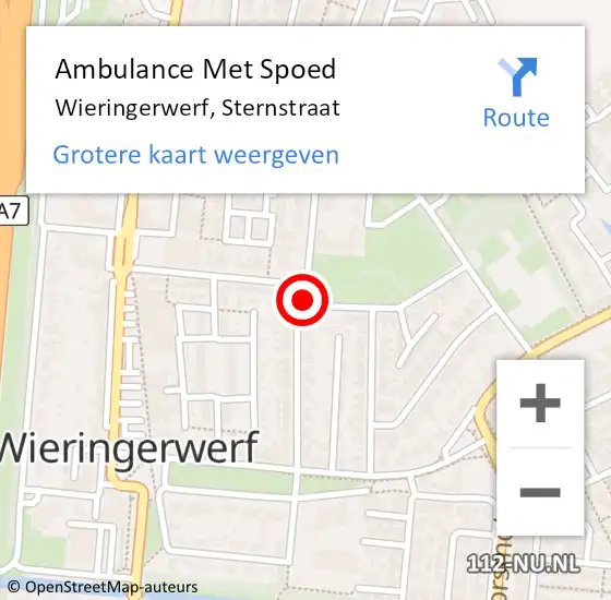 Locatie op kaart van de 112 melding: Ambulance Met Spoed Naar Wieringerwerf, Sternstraat op 15 november 2019 19:49
