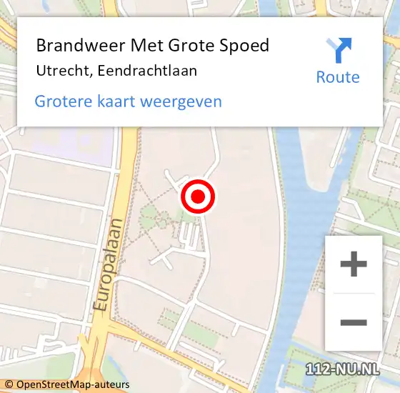 Locatie op kaart van de 112 melding: Brandweer Met Grote Spoed Naar Utrecht, Eendrachtlaan op 15 november 2019 22:06