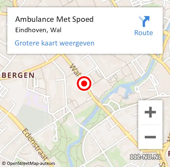 Locatie op kaart van de 112 melding: Ambulance Met Spoed Naar Eindhoven, Wal op 16 november 2019 05:23