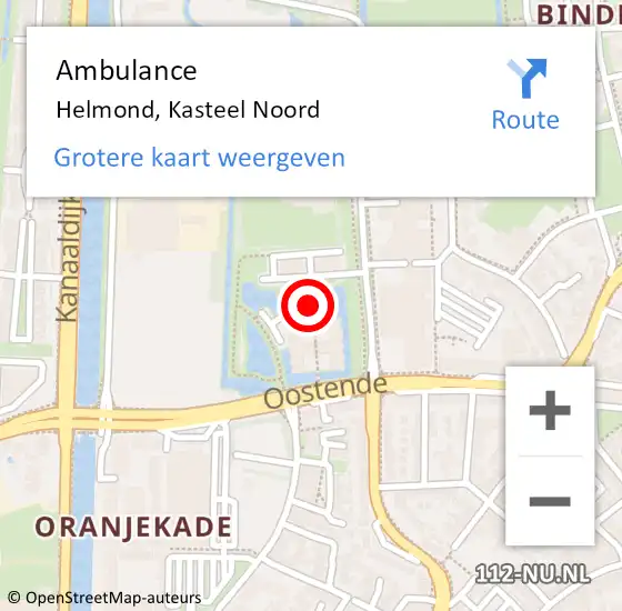 Locatie op kaart van de 112 melding: Ambulance Helmond, Kasteel Noord op 16 november 2019 09:01