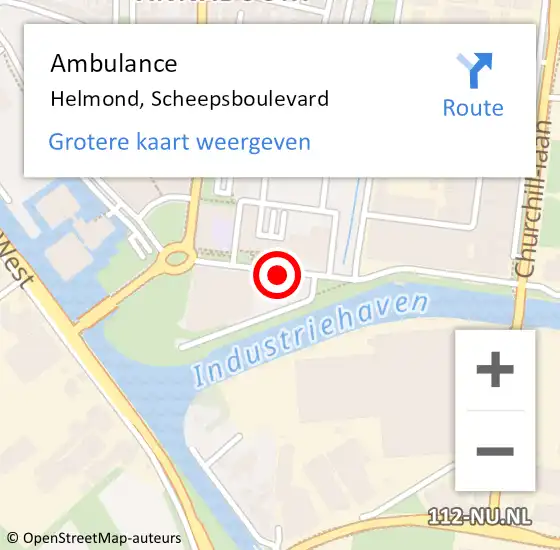 Locatie op kaart van de 112 melding: Ambulance Helmond, Scheepsboulevard op 16 november 2019 12:46
