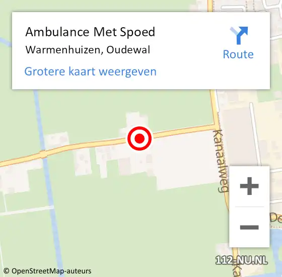 Locatie op kaart van de 112 melding: Ambulance Met Spoed Naar Warmenhuizen, Oudewal op 16 november 2019 13:51