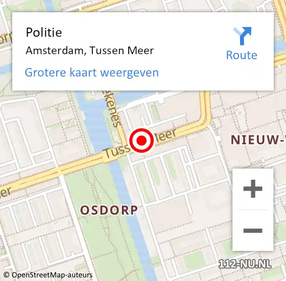 Locatie op kaart van de 112 melding: Politie Amsterdam, Tussen Meer op 16 november 2019 14:25
