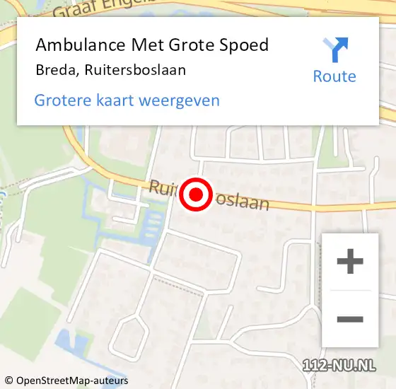 Locatie op kaart van de 112 melding: Ambulance Met Grote Spoed Naar Breda, Ruitersboslaan op 16 november 2019 14:31