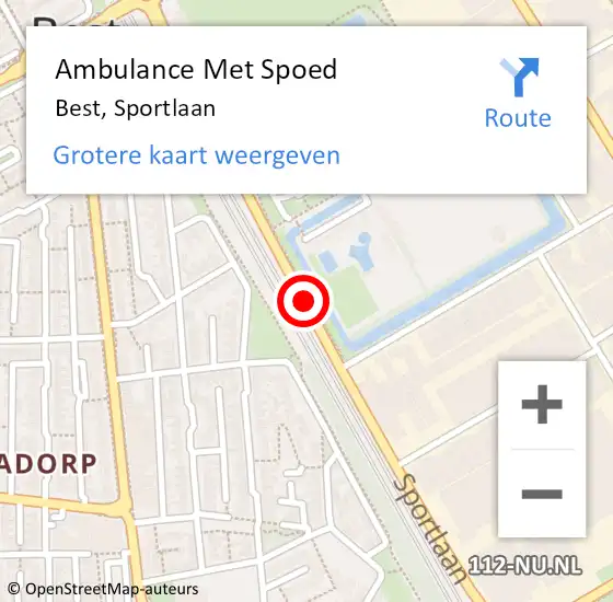 Locatie op kaart van de 112 melding: Ambulance Met Spoed Naar Best, Sportlaan op 16 november 2019 18:24