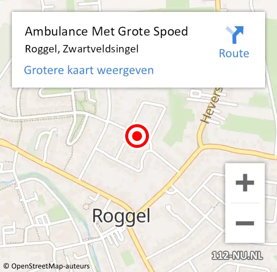 Locatie op kaart van de 112 melding: Ambulance Met Grote Spoed Naar Roggel, Zwartveldsingel op 16 november 2019 19:48