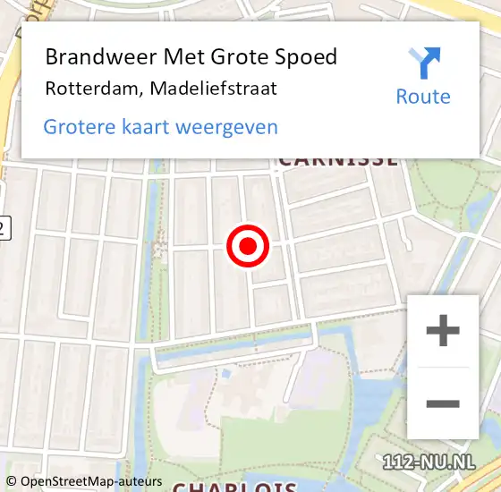 Locatie op kaart van de 112 melding: Brandweer Met Grote Spoed Naar Rotterdam, Madeliefstraat op 16 november 2019 20:19